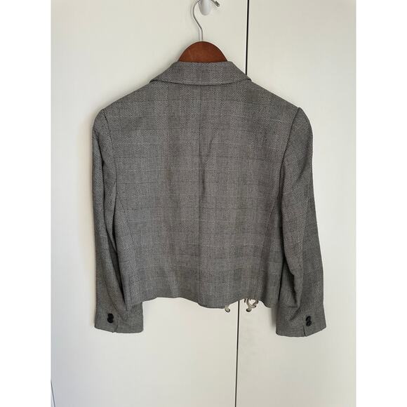 Vintage 90s Cropped Blazer Structured Minimalist Jacket Sharp Shoulders SZ 2P - Picture 8 of 10